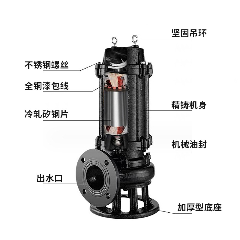 潜水排污泵WQ污水泵房地产工程搅匀污水提升泵耦合无堵塞潜污泵